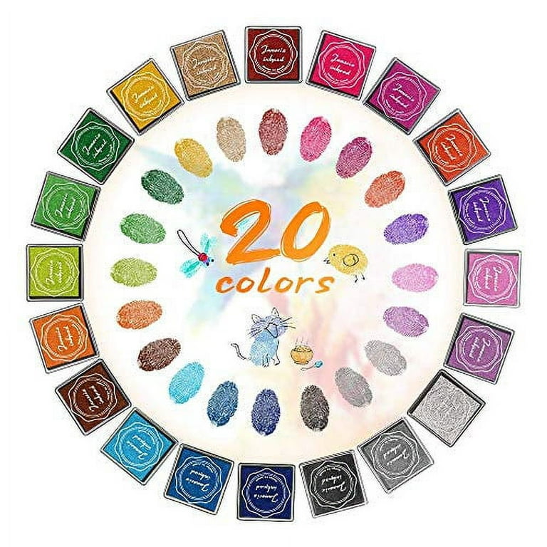 XoreArt Finger Washable Ink Pads for Kids, Non-Toxic, 20 Color DIY