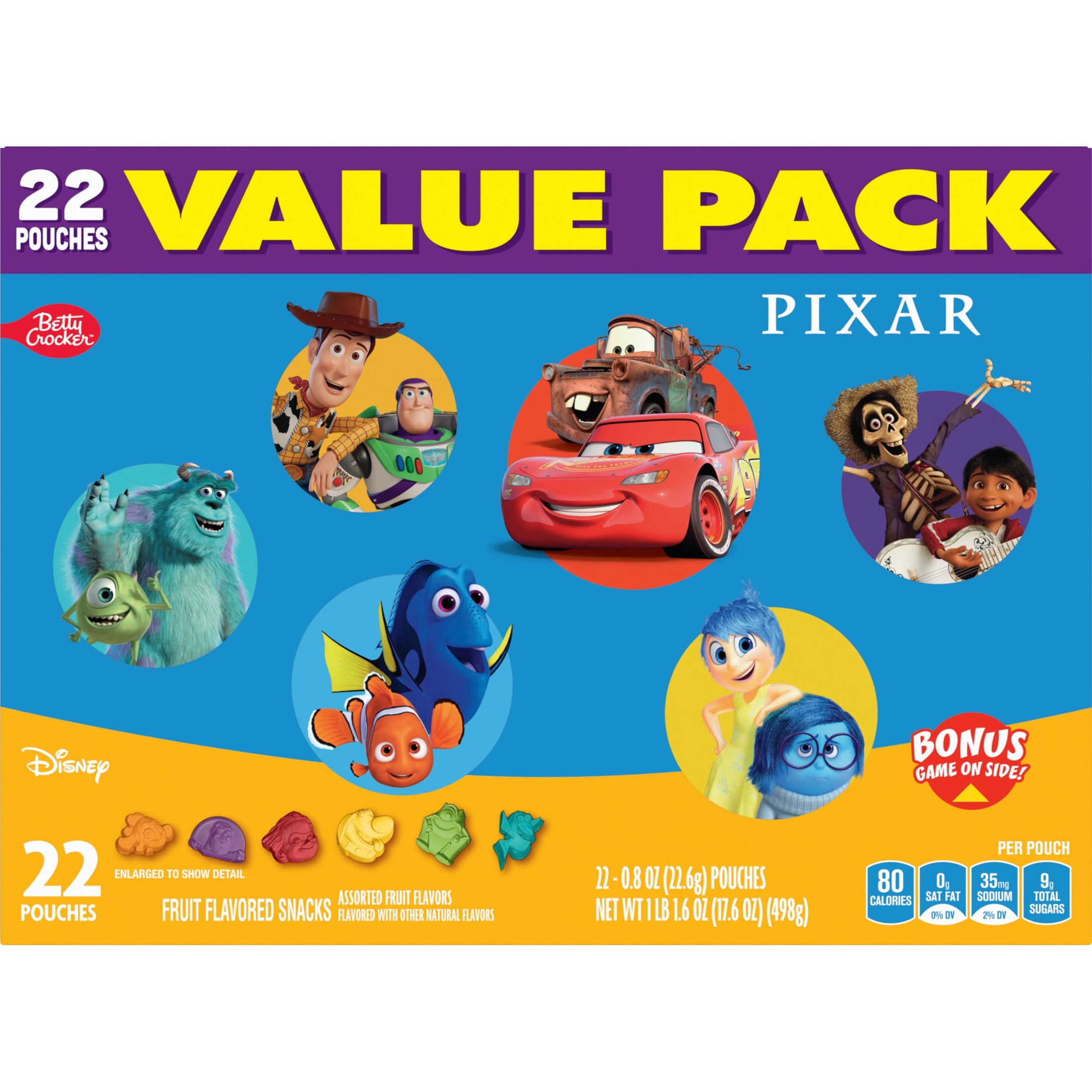 6 pack) Disney Pixar Fruit Flavored Snacks, Gluten Free, Kids