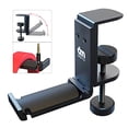 thumbnail image 1 of 6amLifestyle Soporte plegable para colgar auriculares debajo del escritorio, soporte de pared para auriculares con organizador de cables para ahorrar espacio de metal, abrazadera para auriculares, jue, 1 of 5