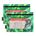 thumbnail image 2 of Bright Green Leaves 9.8x7.1in Water Resistant Binder Pouch, 3-Ring Compatible, Transparent Front, 2 of 6