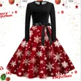 thumbnail image 1 of Vestido de Navidad de manga larga para mujer, traje de Swing, Pinup, Vintage, estampado gótico, Rockabilly, Navidad, Año Nuevo, invierno, 2023, 1 of 5