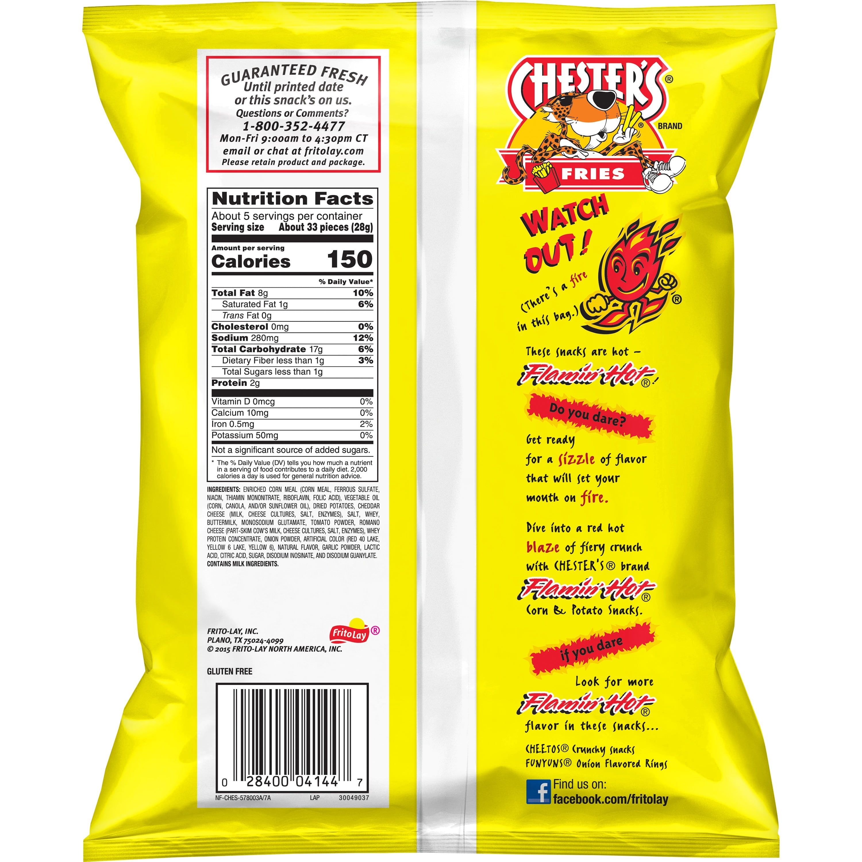 Chester's Fries Flamin Hot Corn & Potato Snacks 5 3/4 oz (Pack of 3)
