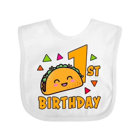 Inktastic 1st Birthday with Taco and Confetti Boys or Girls Baby Bib