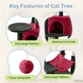 thumbnail image 2 of CONCETTA 44in Multi Level Cat Tree Tower,Cat Scratching Posts with Large Top Perch and Hammock,Black Red, 2 of 8