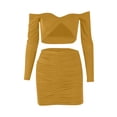 thumbnail image 4 of Women's Sexy Crop Top With Ruched Design And Bodycon Skirt Set 2 Piece Outfit, 4 of 4