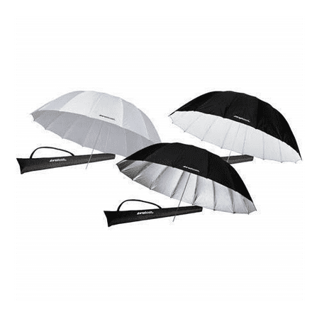 UPC: 0817967003223 | Westcott 7  Parabolic Three Umbrella Kit  Includes 1 White Diffusion  1 Silver and 1 White/Black