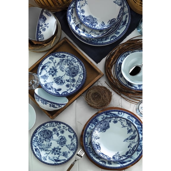 Kütahya Porselen , Blurry - Blue White Dinner Set (24 Pieces)