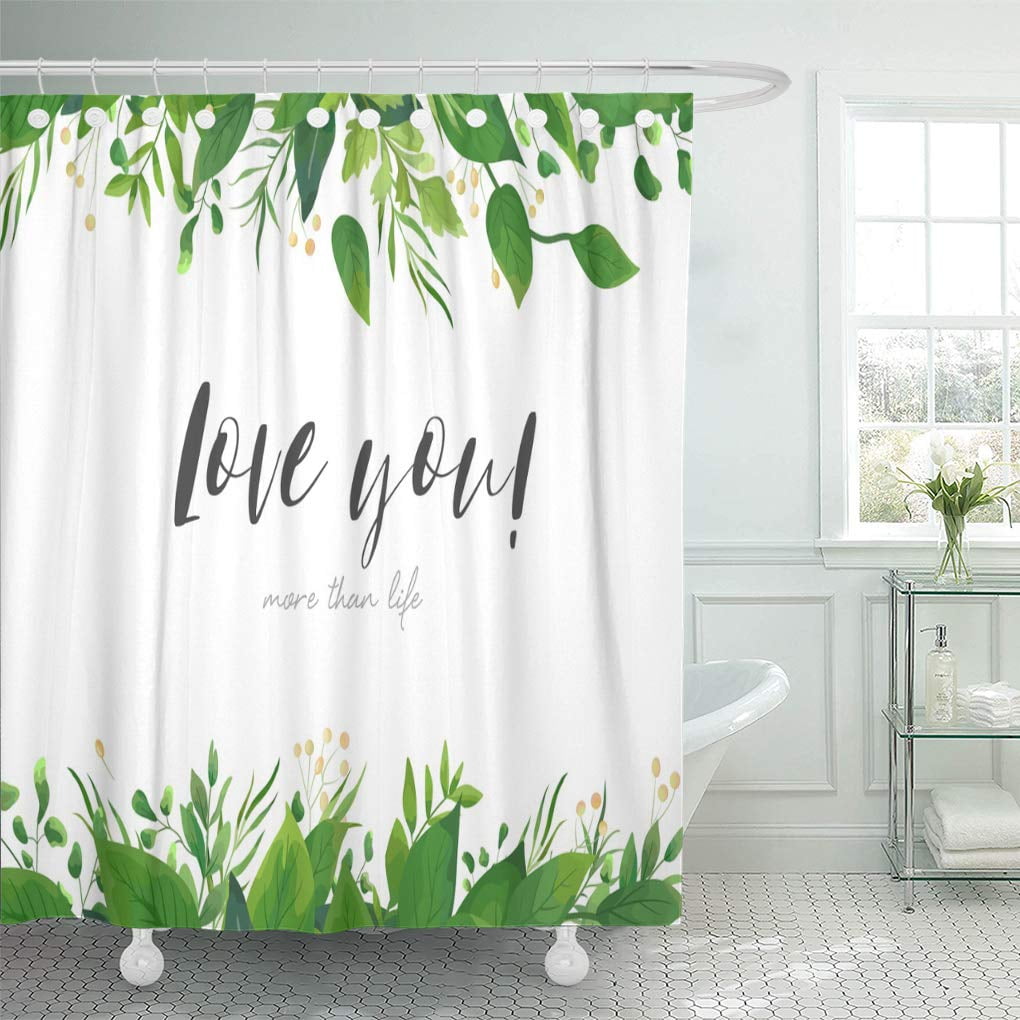 Yusdecor Floral Green Watercolor Fern Leaves Tropical Forest Greenery Herbs Bathroom Decor Bath Shower Curtain 60x72 Inch Walmart Canada