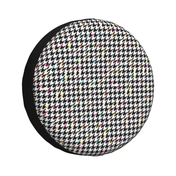 Kdxio Black And White Houndstooth for Tire Cover Wheel Protectors Tyre Covers Weatherproof Wheel Covers Universal Fit for Trailer Rv SUV Truck Camper Travel Trailers 15 inch