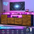 thumbnail image 3 of 12 Drawers TV Stand Dresser for 65/70 inch TV, Entertainment Center with LED Lights & Power Outlets, 63" Large LED TV Stand, TV Console for Bedroom, 3 of 17