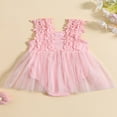 thumbnail image 3 of Combinaison-robe pour Bébé Fille en Dentelle à Fleurs Sans Manches en Maille Tulle, 3 of 9
