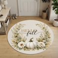 thumbnail image 3 of Small Round Rug 3Ft, Thanksgiving Non-Slip Washable Circle Rugs Carpet, Fall Pumpkin Eucalyptus Leaves Floral Watercolor Indoor Outdoor Rug Floor Mats Throw Runner for Bedroom Living Room Bathroom, 3 of 8