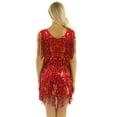 thumbnail image 3 of ranrann Woman's Sequins Tassel Dance Dress Sparkly Ballroom Latin Rumba Salsa Samba Tango Dancewear Red X, 3 of 6