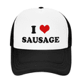 thumbnail image 2 of I Heart Sausage Love Food Funny Trucker Hat Mesh Cap Unisex Black, 2 of 5