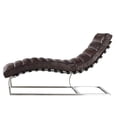 thumbnail image 2 of Crafters and Weavers Plano Channeled Leather & Steel Chaise Lounge in Dark Brown, 2 of 7
