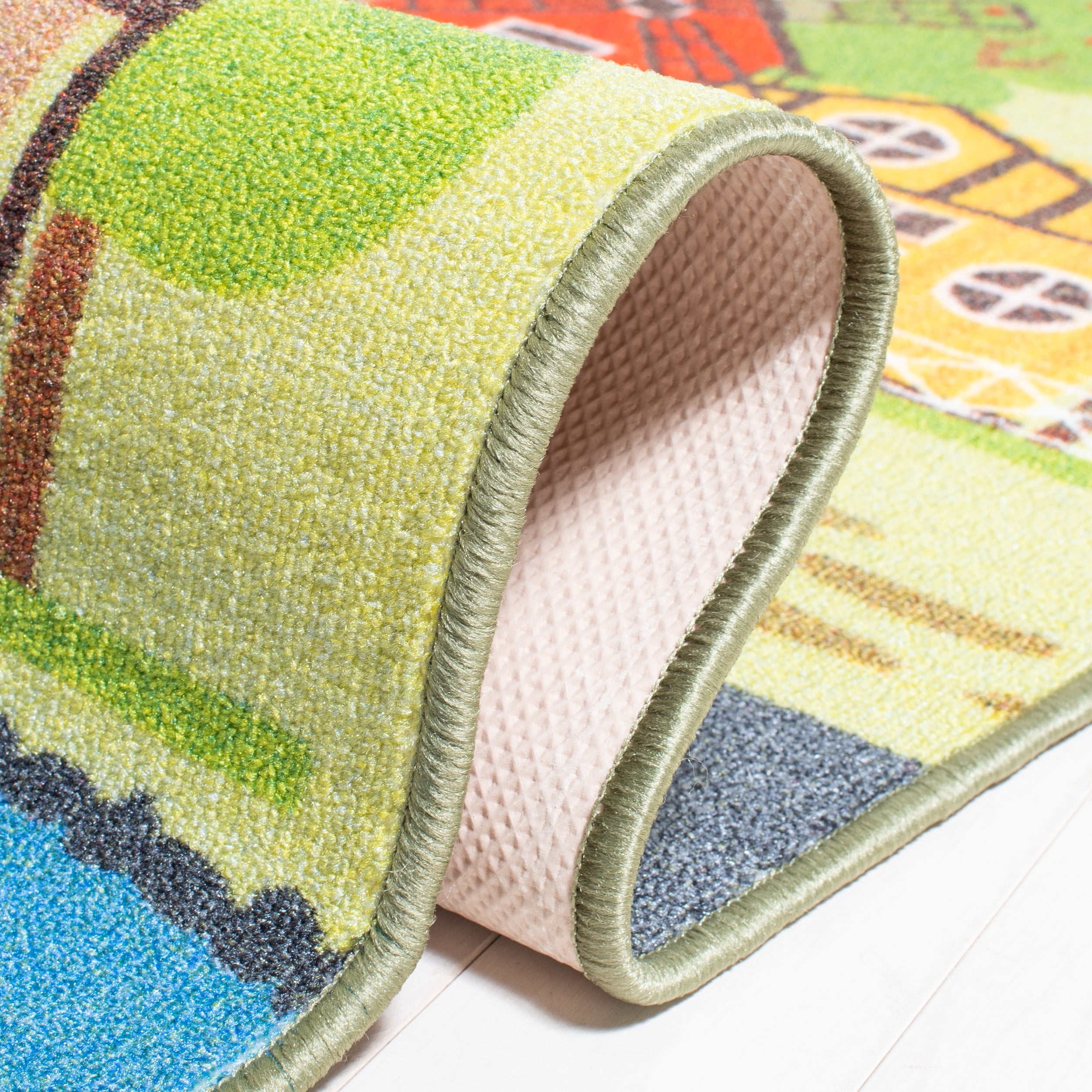 Safavieh Kids Playhouse Farm Crossroads Machine Washable Area Rug, Light Green/Dark Gray, 3'3" x 5'3"