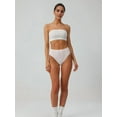 thumbnail image 3 of Women'S Large Size Cotton Half-Cover Hip High Waist Solid Color High Slit Briefs Cream White XL, 3 of 7
