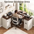 thumbnail image 6 of 69" Farmhouse L Shaped Executive Desk with File Cabinet & 3 Drawers, Large Rustic Computer Corner Desk with Charging Station, Storage File Drawer for Home Office, Workstation, 6 of 10