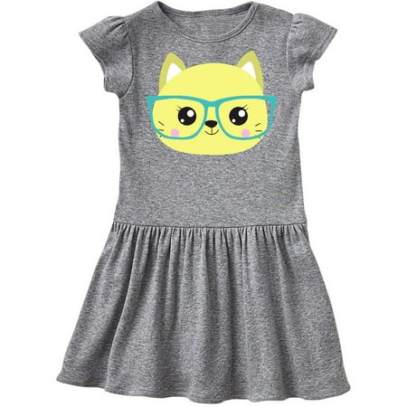 

Inktastic Hipster Cat Cat with Glasses Cute Cat Kitten Gift Toddler Girl Dress