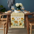 thumbnail image 2 of Sunflower Table Runner - 72 Inch Long, Kitchen Dining Table Runner Dresser Scarves, Retro Buffalo Plaid Yelloe Beige Country Bee Farmhouse Decor for Coffee Tables Wedding Party Banquet, 2 of 8