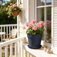 thumbnail image 6 of Imitation Ceramic Plastic Plant Pot with Matching Saucer, Thickened Conical Flower Planter with Drainage Hole for Indoor Outdoor Garden Decor Black, 6 of 6