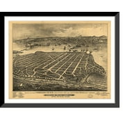 Historic Framed Print, CA SanDiego 1880 MAP, 17-7/8" x 21-7/8"