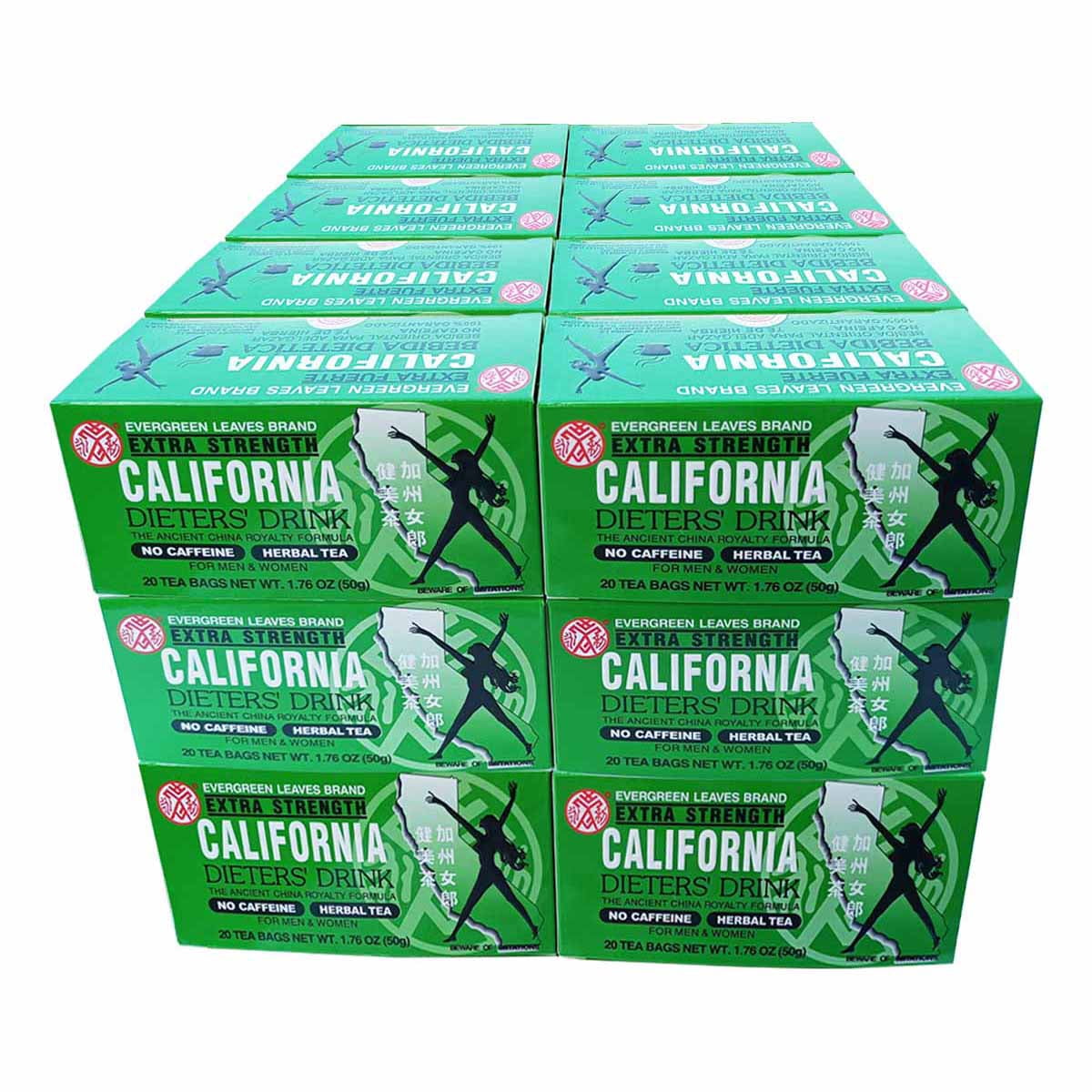 24 Packs Evergreen Leaves Brand Extra Strength California Dieters' Drink, Caffeine Free Herbal Dietary 480 Tea Bags