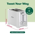 thumbnail image 3 of BELLA 2 Slice Toaster with Auto Shut Off - Extra Wide Slots & Removable Crumb Tray and Cancel, Defrost & Reheat Function - Toast Bread, Bagel & Waffle, White, 3 of 5
