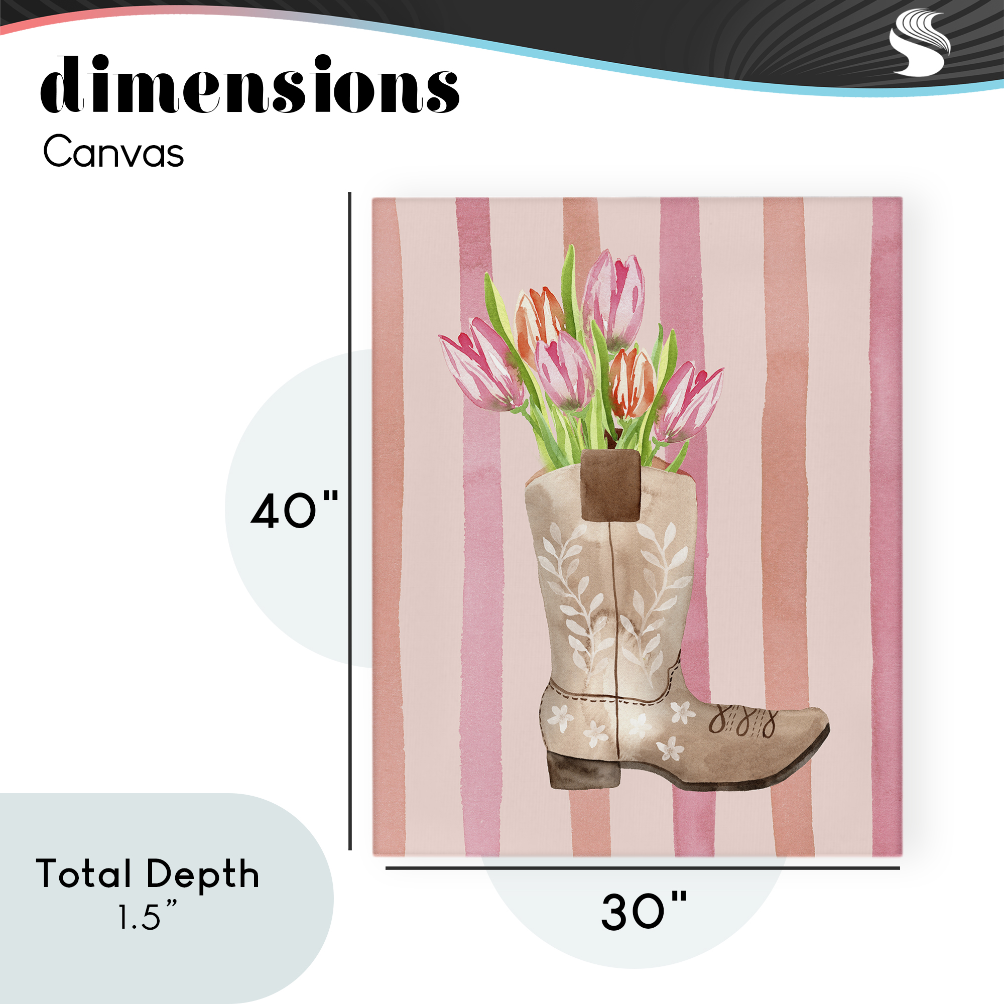 Tulip Cowgirl on Stripes Canvas Wall Art, design by Nina Jacobs
