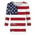 thumbnail image 5 of Odbmxy Womens Plus Tees American Flag 3/4 Sleeve Fourth of July Tops for Women Holiday Loose Blue Patriotic Summer Leisure Tops, 5 of 5