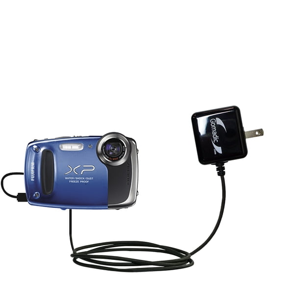 Gomadic Intelligent Compact AC Home Wall Charger suitable for the Fujifilm Finepix XP50 - High output power with a convenient, foldable plug design -