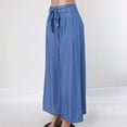 thumbnail image 5 of DuoJiaJ Elegant Lace Up High Waisted Women's Wide Leg Pants Casual Large Denim Pants Women's Lounge Pants Blue L, 5 of 5