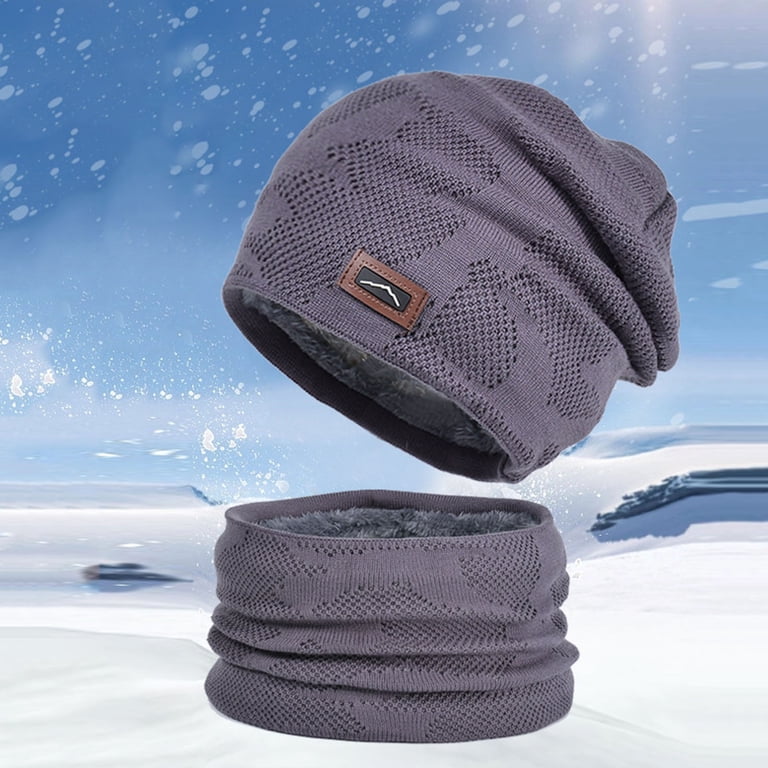 Woolen cap and neck wrap set Beanie Cap Neck Warmer Beanie Full Set-2 Piece Blue – Caps Club main image 3