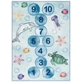 thumbnail image 2 of SAFAVIEH Kids Playhouse Underwater Hopscotch Machine Washable Area Rug, Blue/Grey, 5'5" x 7'7", 2 of 13