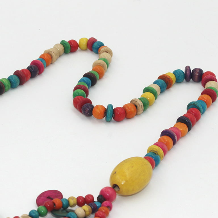 African inspired necklace multicolored wooden beads