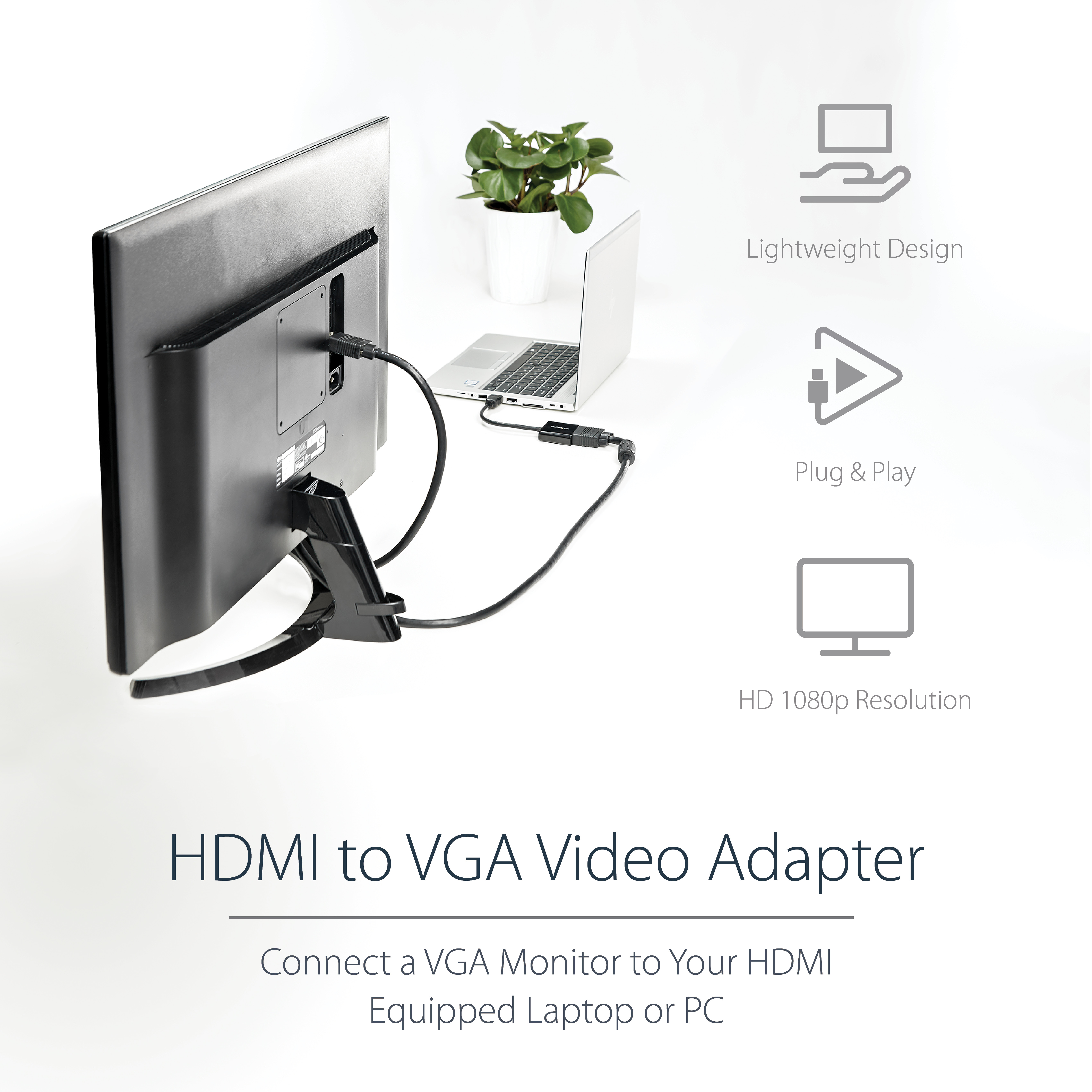 StarTech.com 1080p 60Hz HDMI to VGA High Speed Display Adapter - Active HDMI to VGA (Male to Female) Video Converter for Laptop/PC/Monitor - image 5 of 5