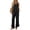 Black, variant on Women's Elegant Sleeveless Ruffle Hem Tank Top and Wide Leg Pants Lounge Outfit Set - Chic Summer 2 Piece Ensemble