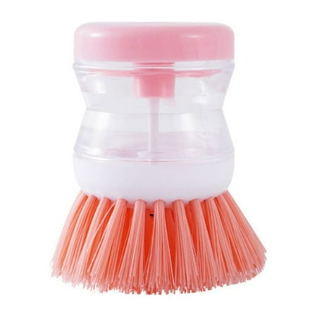

2pcs Pan Liquid Filling Pressing Dispenser Wash Pot Dish Brush Utensils Kitchen Cleaning Brushes PINK