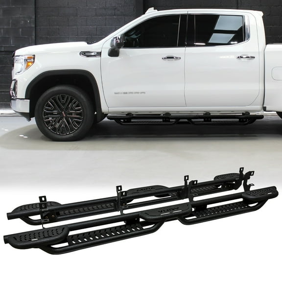 Vijay Running Boards Compatible with 2019-2026 GMC Sierra 1500 and 2019-2026 Chevrolet Silverado 1500 Crew Cab A Pair Bolt-on Side Steps Rails Steel Nerf Bars