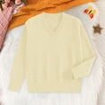 thumbnail image 2 of HNMKIU Women's Plus Size V-Neck Knit Pullover Sweater Style Soft Comfortable Womens Cardigan Sweaters for Winter Light Yellow,XL, 2 of 3