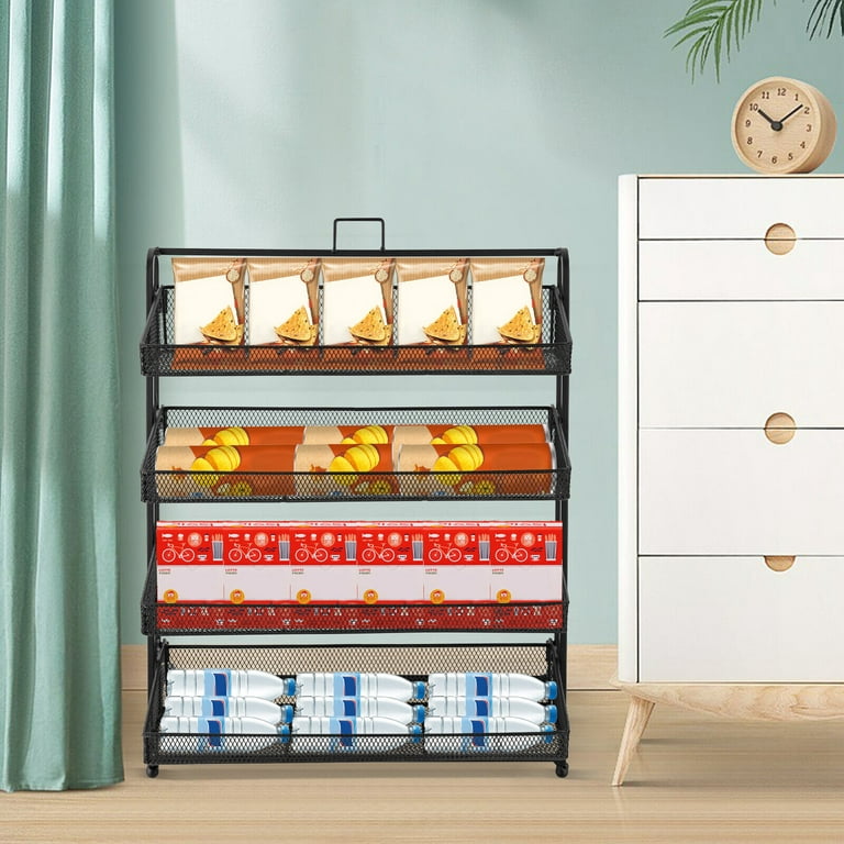 4 Tiers Retail Display Rack Snack Organizer Shelf,Portable Candy Organizer  Counter Groceries Display Rack Supermarket Store Display Rack