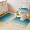 thumbnail image 3 of Teal Blue Ombre Bathroom Rugs Set Contemporary Gradient Abstract Non Slip Absorbent Soft Bath Mats 3 Piece Set with Bathroom Rug, U-Shaped Floor Mat, Toilet Seat Cover Large Size, 3 of 9