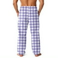 thumbnail image 4 of GrmtClth Men's Fleece Pajama Pants Fashion Flannel Comfy Soft Plush Plaid Lounge Pants Fluffy Fall Thermal Pj Bottoms with Pockets Purple XL, 4 of 6