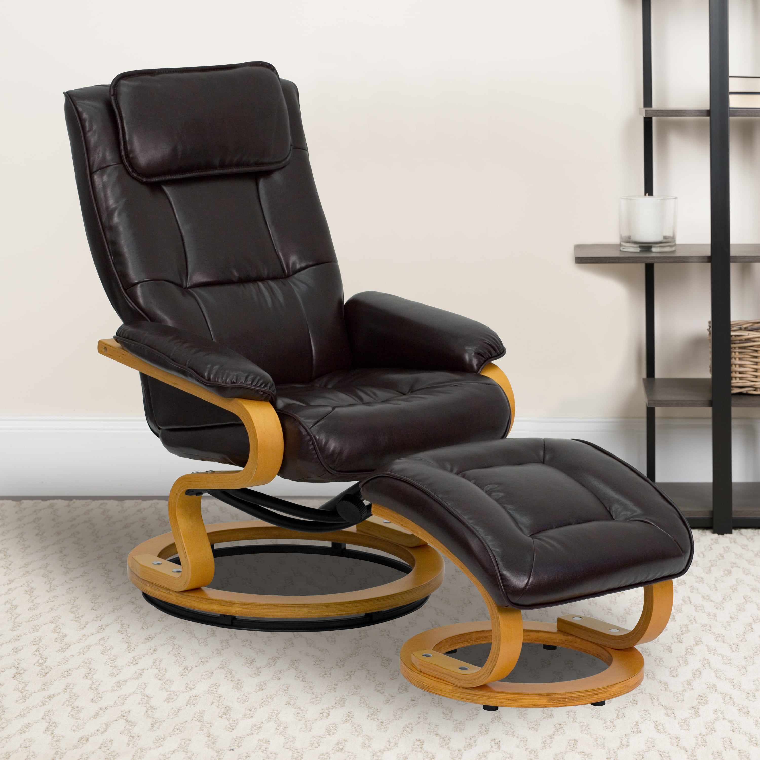 flash furniture standard leather swivel recliner with