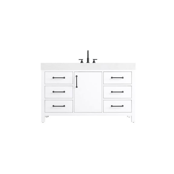 Elegant Kitchen and Bath 54 inch Single Bathroom Vanity In White