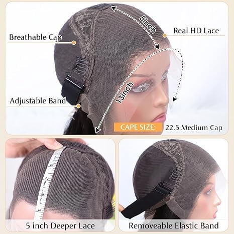 TTOhair 13x4 HD Frontal Lace, Glueless Lace Front, Pre-Plucked Short Straight Human Hair Wig, Black, 1