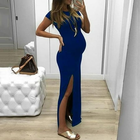 

Simplmasygenix Women s Maternity Short Sleeve Dresses Summer Clearance Clothing Fashion Women Solid Bodycon Open Fork Pregnancy Dress