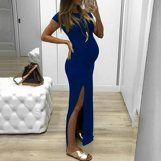 zanvin Maternity Activewear,Fashion Women Solid Short Sleeve Bodycon Open  Fork Pregnancy Dress,Pregnancy Clothes,Christmas Clearance Saving 