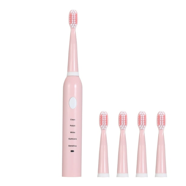 Cepillo De Dientes Eléctrico Recargable Con 4 cabezales de cepillo Abanopi Rosa SA-86