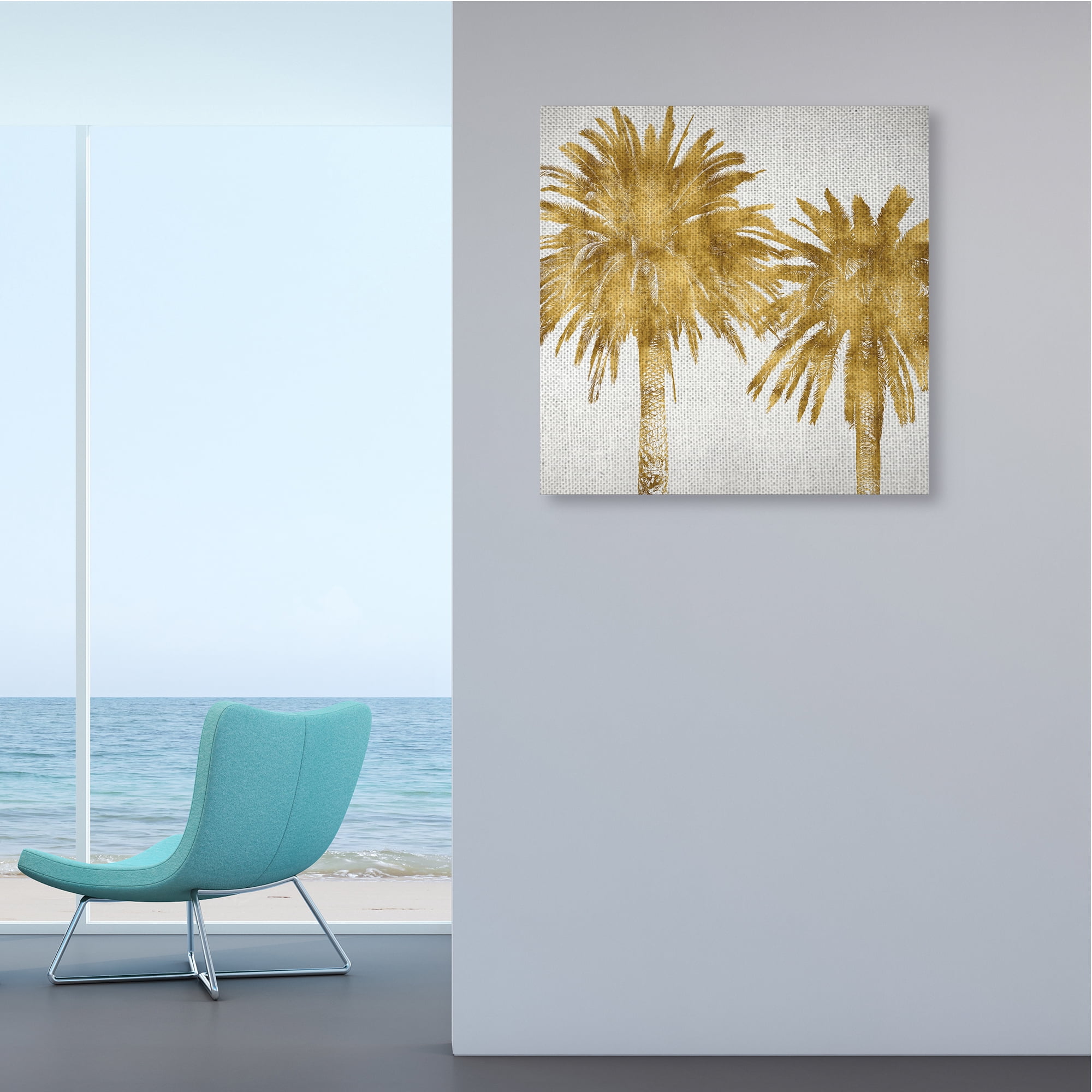 Stupell Industries Summer Glam Palm Trees Over Off-White Nature Painting Gallery Wrapped Canvas Art Print Wall Art, 30 x 30